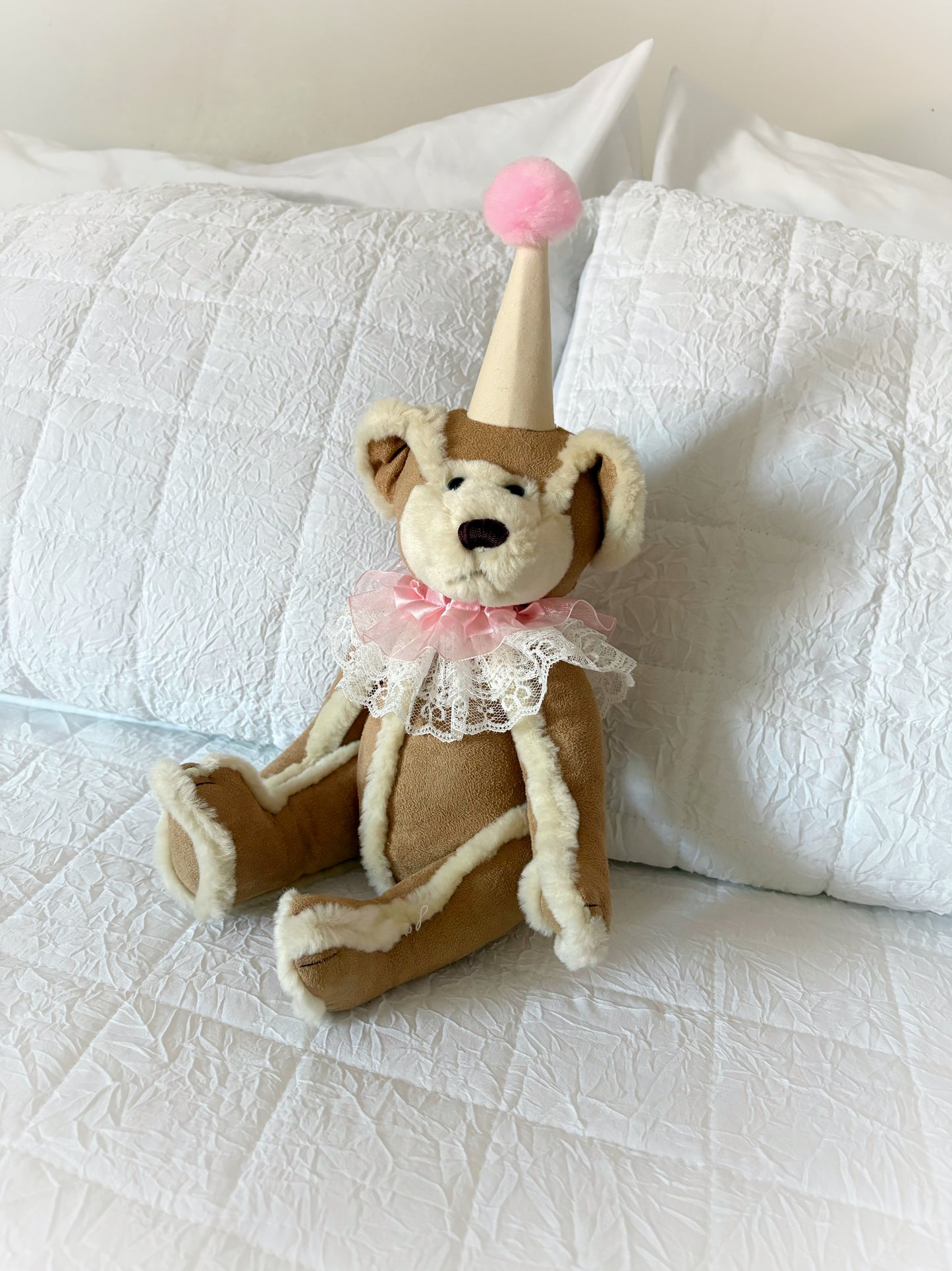 Beige and Pink Clown Bear
