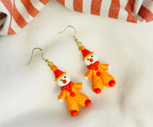 Handmade Polymer Clay Clown Earrings