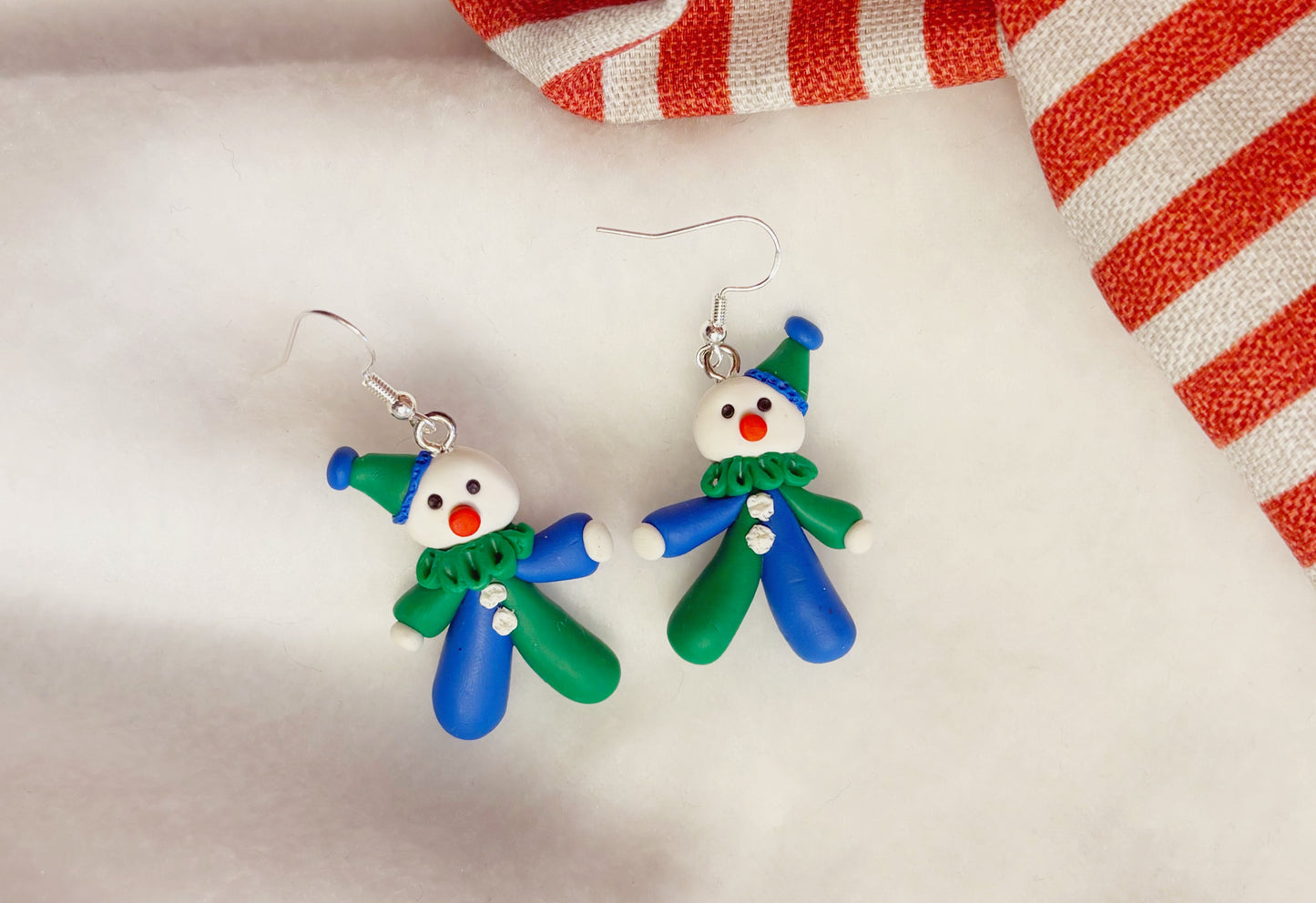 Handmade Polymer Clay Clown Earrings