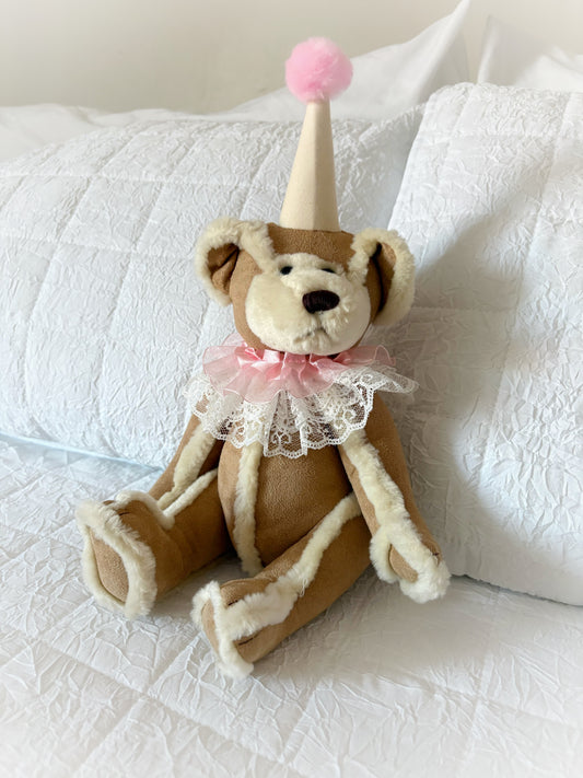 Beige and Pink Clown Bear